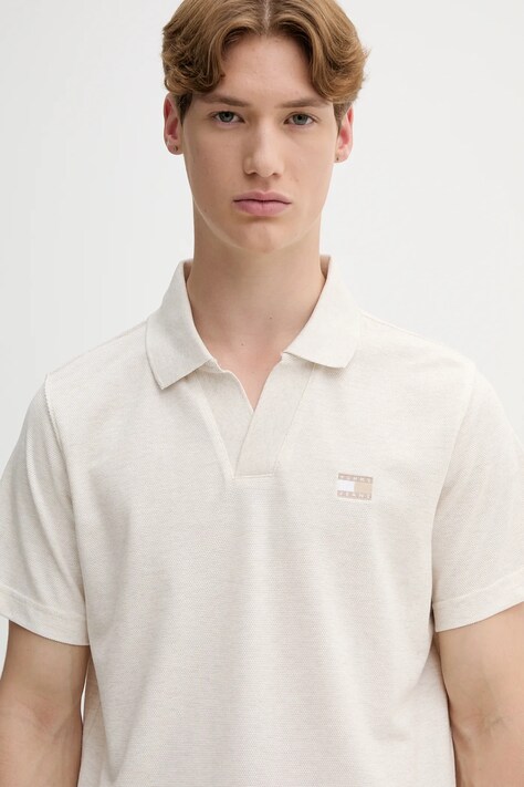 Πόλο Tommy Jeans χρώμα: μπεζ, DM0DM21657