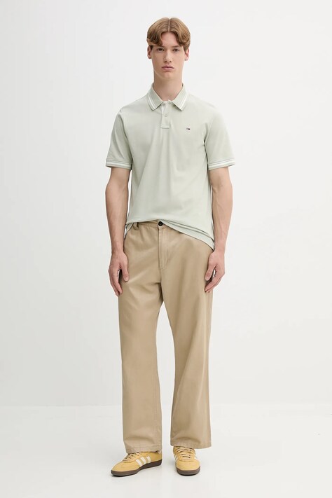 Tommy Jeans polo de bumbac culoarea bej, uni, DM0DM21846