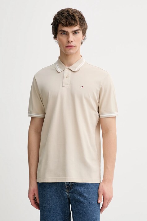 Хлопковое поло Tommy Jeans цвет белый однотонное DM0DM21846