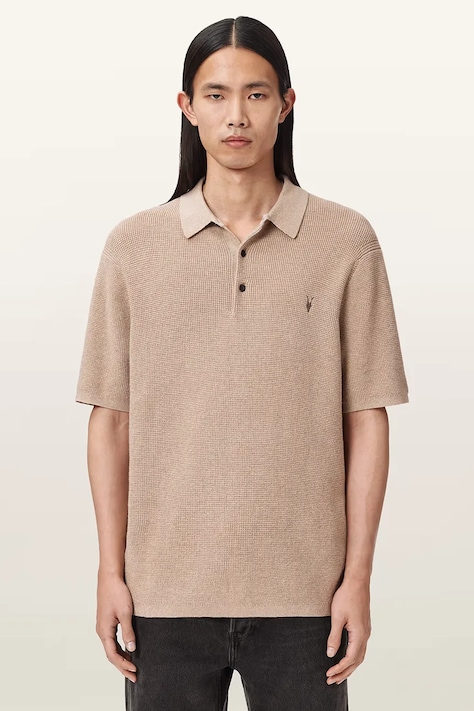 AllSaints polo męskie z dodatkiem wełny ASPEN szare M025KA
