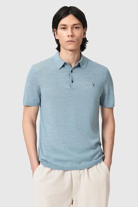 AllSaints polo majica moška volnena MODE modra M086KB