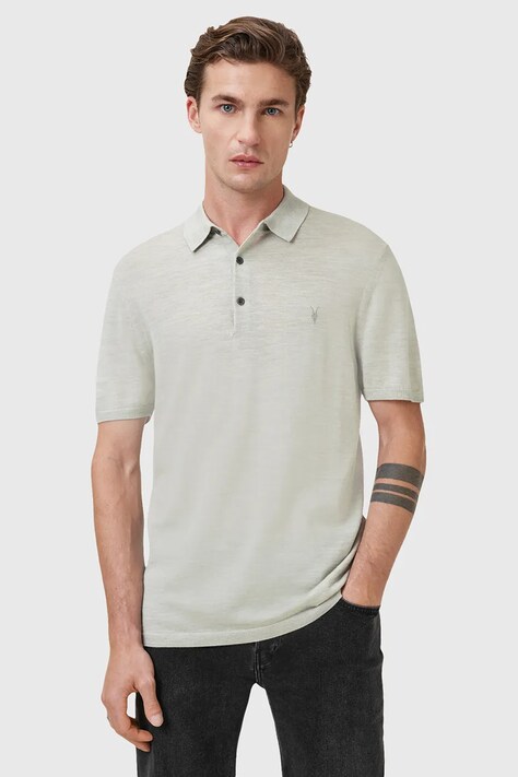 AllSaints polo wełniane MODE męski kolor zielony gładki M086KB