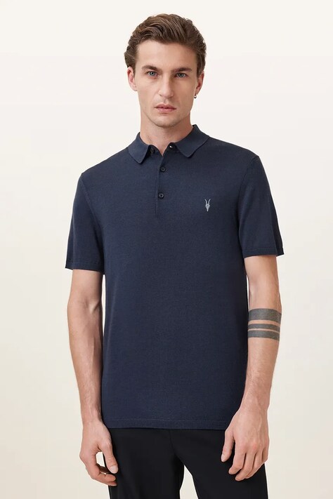 AllSaints Polo męskie wełniane MODE granatowe M086KB
