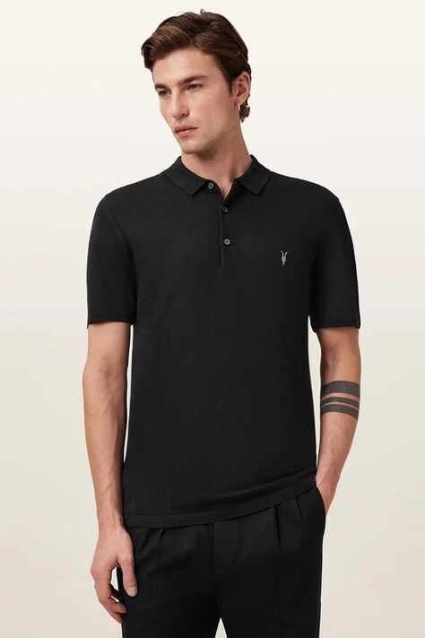 AllSaints polo męskie wełniane MODE czarne M086KB