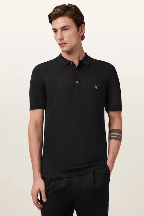 AllSaints polo męskie wełniane MODE czarne M086KB