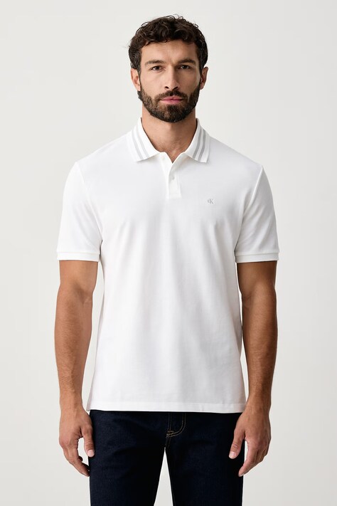 Calvin Klein Jeans Polo męskie bawełniane białe LV04RC276G