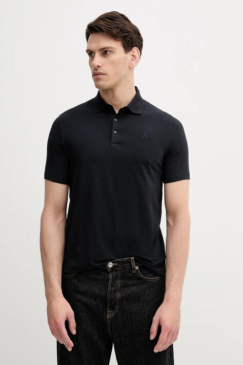 Karl Lagerfeld tricou polo culoarea bleumarin, uni, 553221.745750