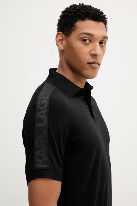 Karl Lagerfeld tricou polo culoarea negru, uni, 553235.745019