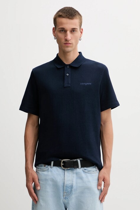 Tommy Jeans polo de bumbac culoarea bleumarin, uni, DM0DM22415
