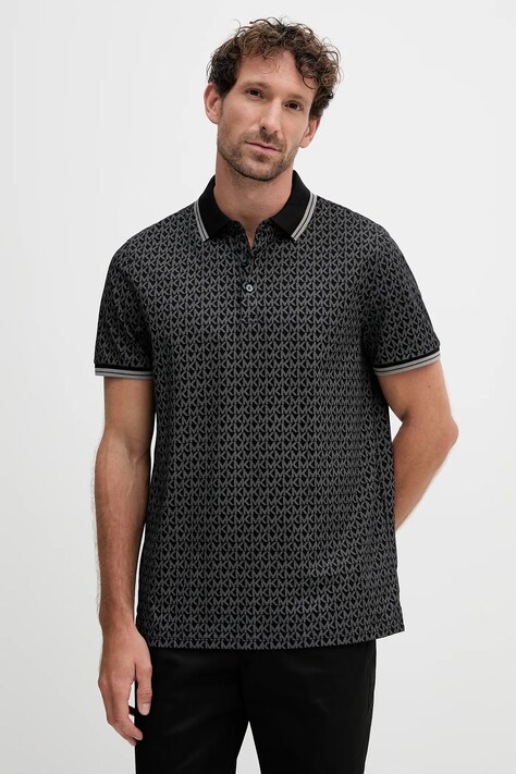 Michael Kors polo bawełniane męski kolor czarny wzorzysty CS550V85KS