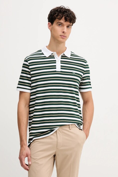 Guess polo bawełniane męski kolor zielony wzorzysty M5YP04 KCY11
