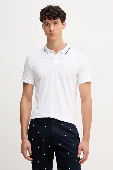 Polo tričko Guess NOLAN pánské, bílá barva, M5YP66 J1314
