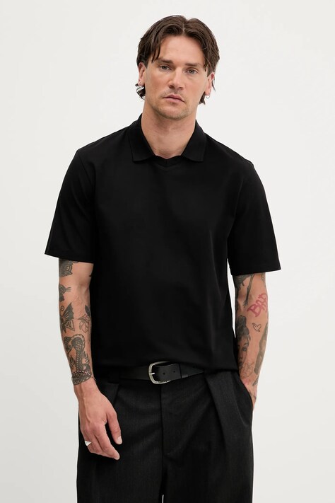 HUGO tricou polo culoarea negru, uni, 50542770