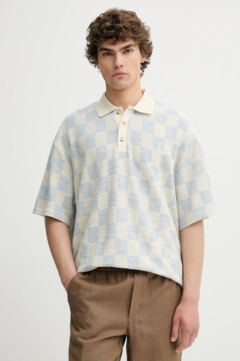 Les Deux tricou polo Branson culoarea bej, cu imprimeu, 1000159