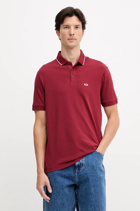Armani Exchange polo męski kolor bordowy gładki XM001289 AF10363