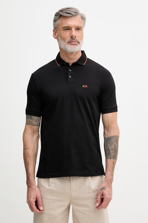 Armani Exchange polo tričko pánske s bavlnou čierne XM001289 AF10363