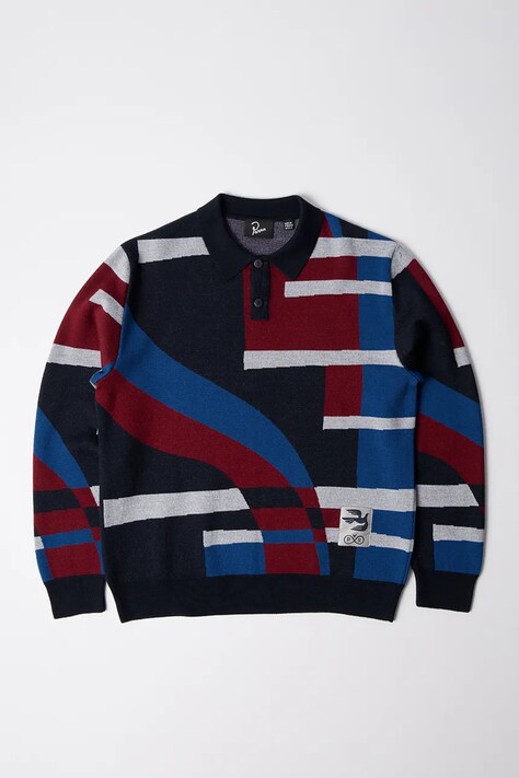 Пуловер с вълна by Parra Vertical forest knitted polo в синьо  54240