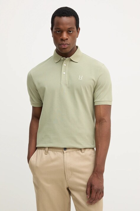 Hackett London polo bawełniane męski kolor zielony gładki HM5600001