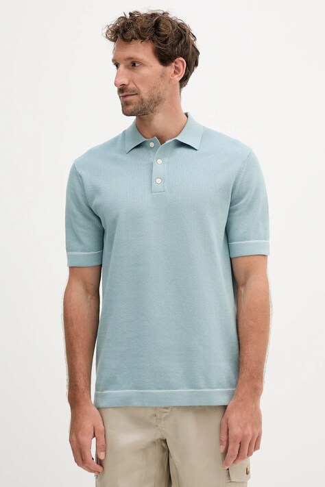Hackett London polo bawełniane męski kolor niebieski gładki HM7000005