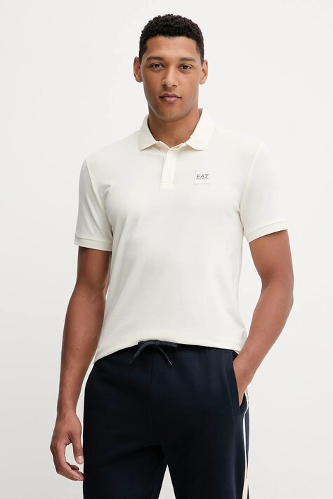 EA7 Emporio Armani polo męski kolor beżowy gładki AF10373.7M000901