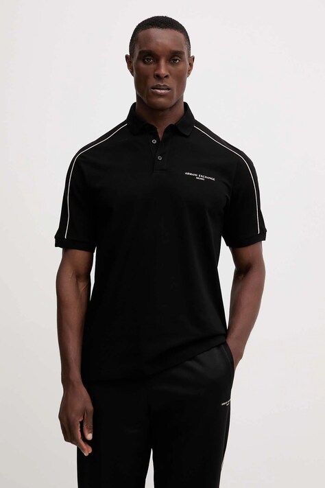 Хлопковое поло Armani Exchange цвет чёрный однотонное XM001359 AF13026
