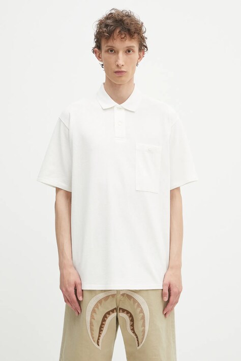 Human Made polo bawełniane męski kolor biały gładki HM29CS025