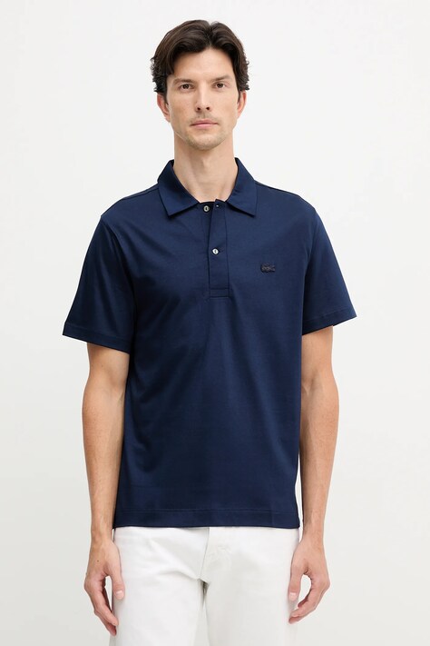 Lacoste polo bawełniane męski kolor granatowy gładki DH5928