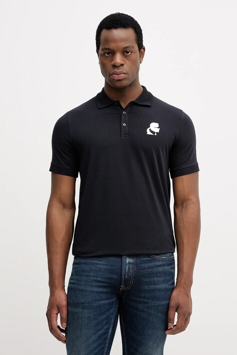 Karl Lagerfeld polo męski kolor granatowy z nadrukiem 554235.745401