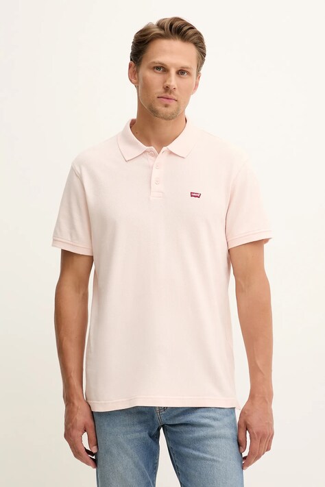 Levi's polo bawełniane męski kolor różowy gładki 35883