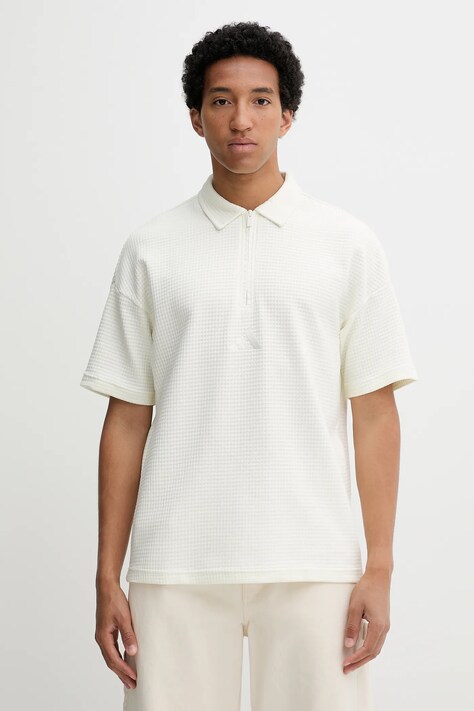 adidas polo bawełniane ALL SZN męski kolor beżowy gładki JL6547
