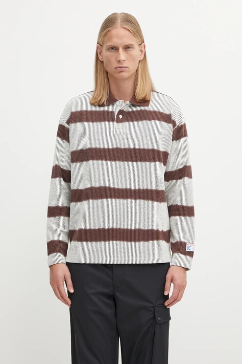 Napapijri longsleeve Napapijri x Martine Rose męskie kolor brązowy wzorzysty NP0A4FPHL641