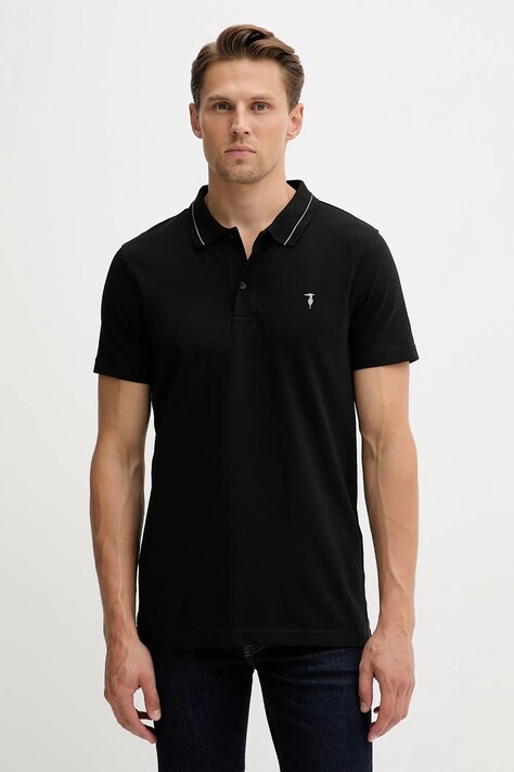 Trussardi polo bawełniane męski kolor czarny gładki G5018000026N