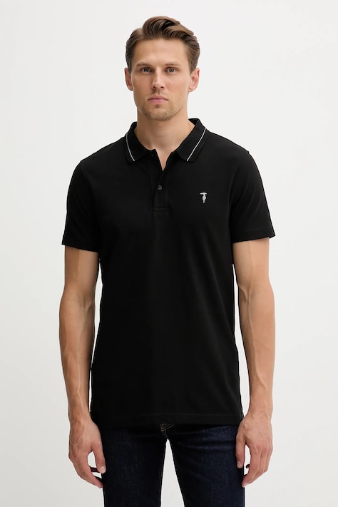 Trussardi pamut póló fekete, sima, G5018000026N