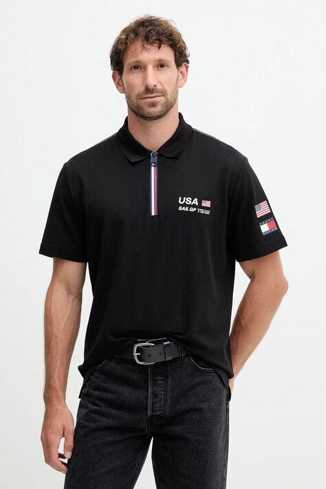 Поло Tommy Hilfiger x SAIL GP колір чорний з аплікацією MW0MW41415