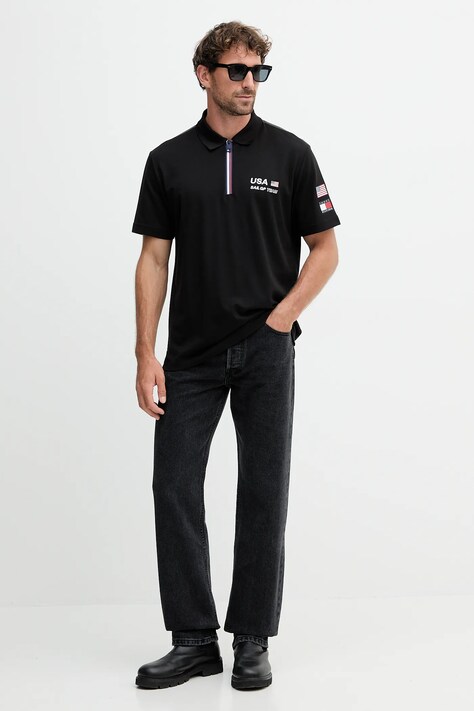 Tommy Hilfiger tricou polo x SAIL GP culoarea negru, cu imprimeu, MW0MW41415