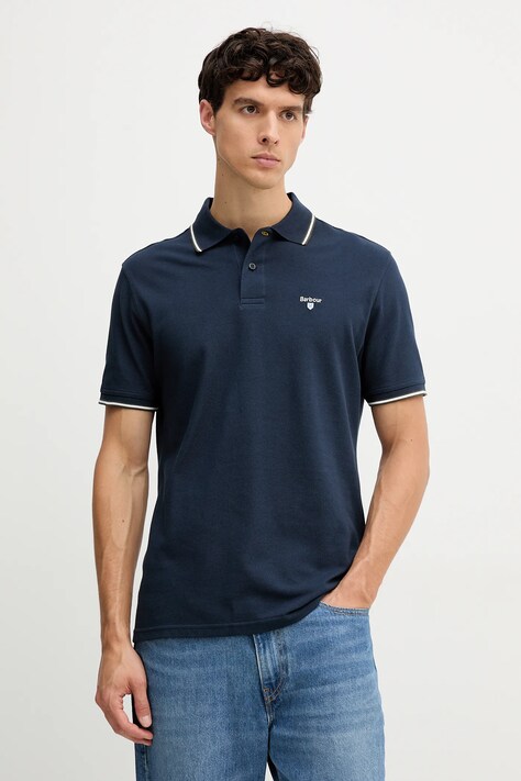 Barbour polo de bumbac culoarea bleumarin, cu imprimeu, MML1499