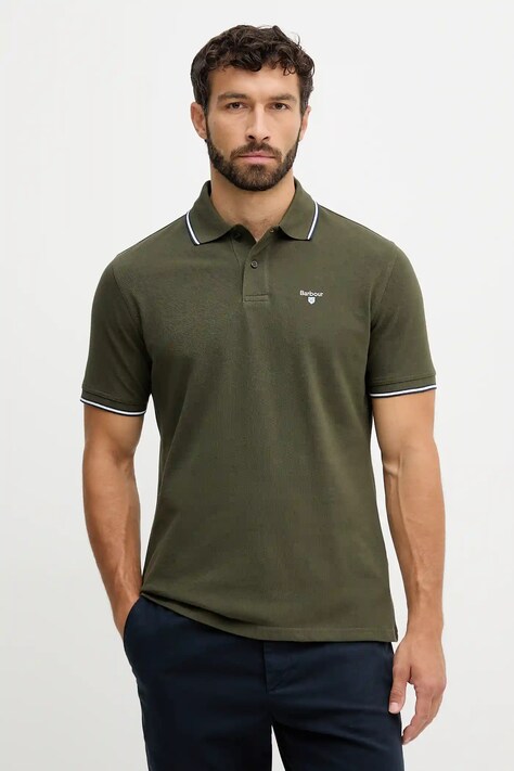 Barbour polo de bumbac culoarea verde, cu imprimeu, MML1499