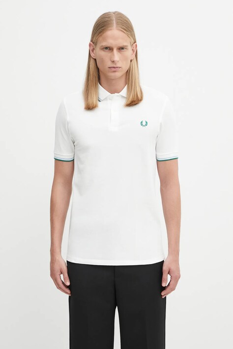 Fred Perry polo de bumbac culoarea alb, uni, M3600