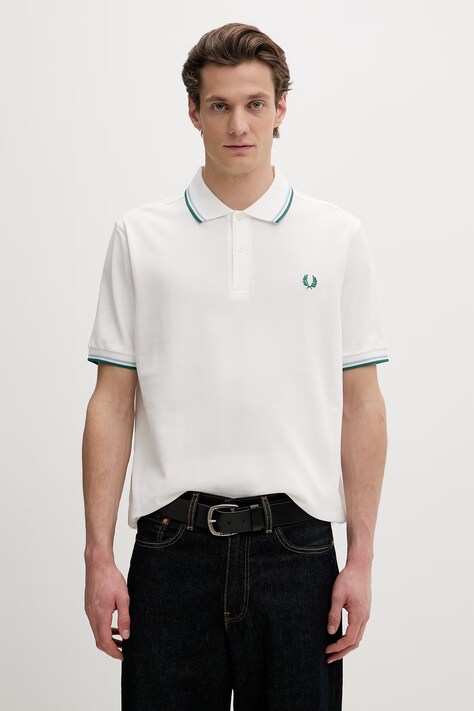 Fred Perry polo bawełniane męski kolor biały gładki M3600