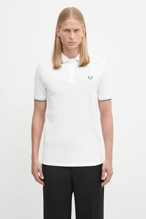 Fred Perry polo bawełniane męski kolor biały gładki M3600
