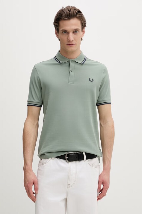 Fred Perry polo bawełniane męski kolor zielony gładki M3600