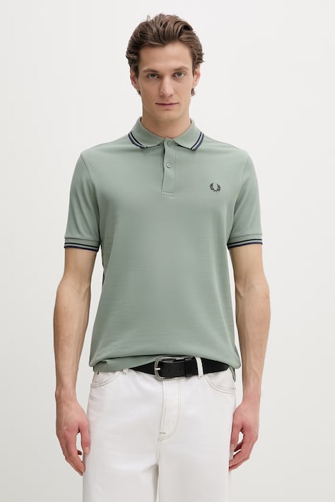 Fred Perry polo bawełniane męski kolor zielony gładki M3600