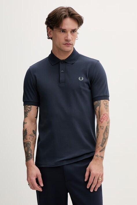 Fred Perry polo bawełniane męski kolor granatowy gładki M6000