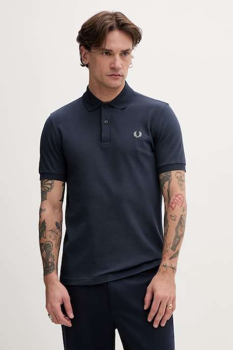 Fred Perry polo bawełniane męski kolor granatowy gładki M6000