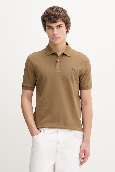 Fred Perry polo bawełniane męski kolor zielony gładki M6000