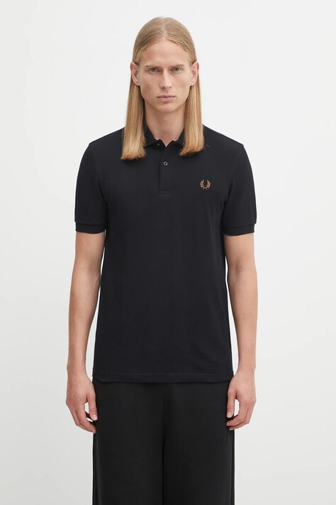 Fred Perry polo bawełniane męski kolor czarny gładki M6000