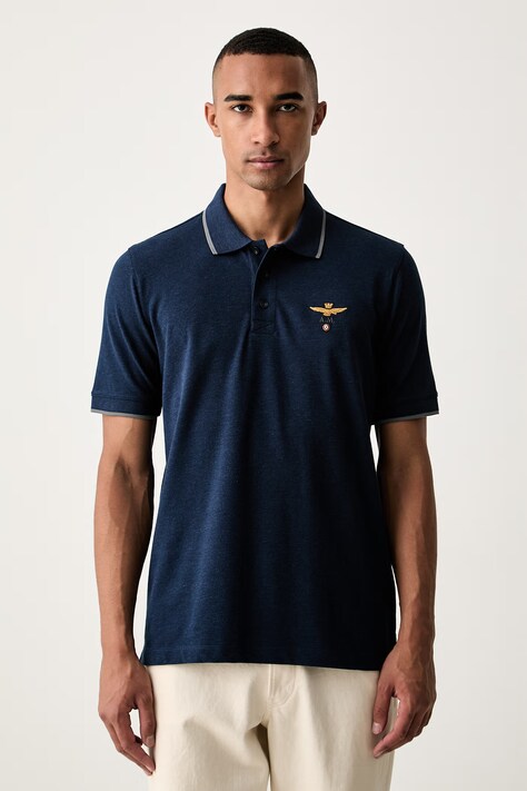Aeronautica Militare polo męskie bawełniane granatowe PO1308UP00082