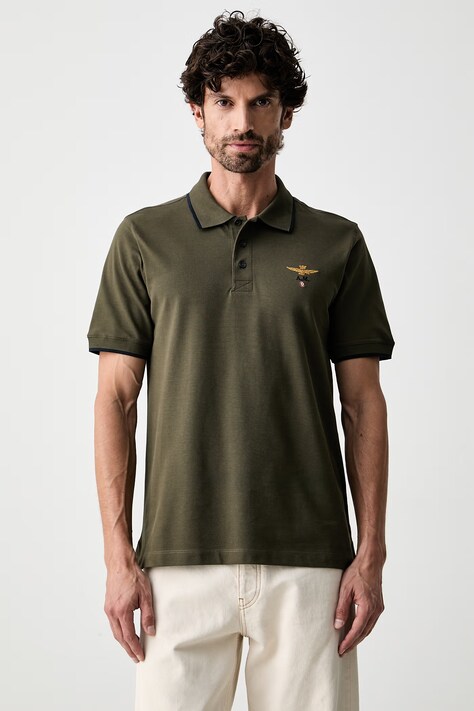 Aeronautica Militare polo męskie bawełniane zielone PO1308UP00082