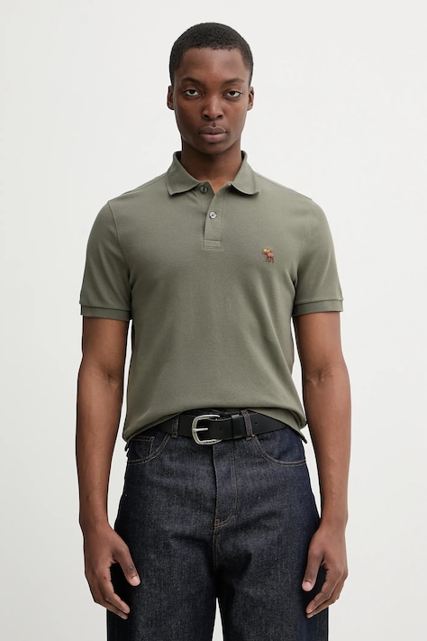 Abercrombie & Fitch polo męski kolor zielony gładki KI124-5718-300
