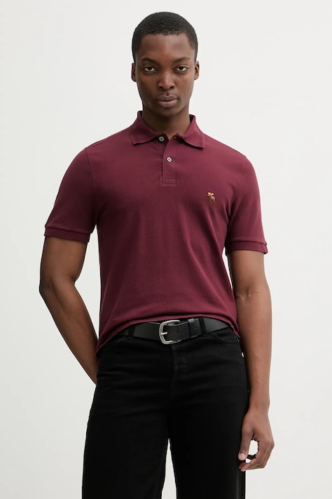 Abercrombie & Fitch polo męski kolor bordowy gładki KI124-5719-500